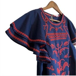 NWT Parker Mara Embroidered Flutter Short Sleeve Top in size XS.